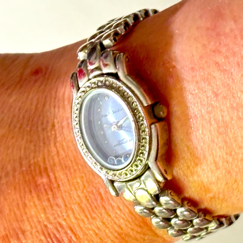🦋2/25$ Paul Jardin Blue Face Watch Prism Crystal, Ladies Watch. New Battery